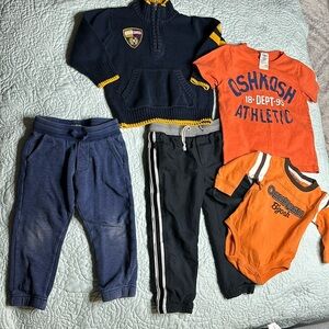 3T Osh Kosh B”gosh boy lot line, track pants, cardigan, sweatpants, T-shirt